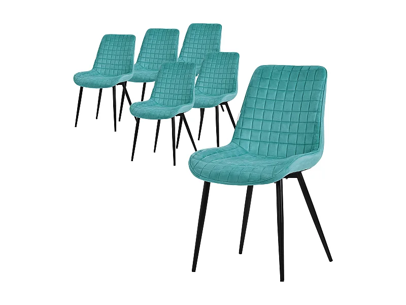 Lot de 6 chaises de salle à manger cuisine salon rembourrées en velours pétrole