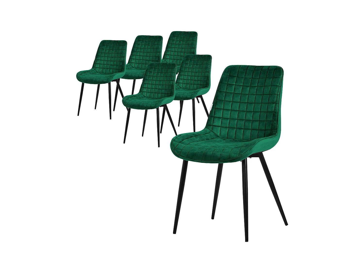 Lot de 6 chaises de salle à manger cuisine rembourrées en velours vert foncé