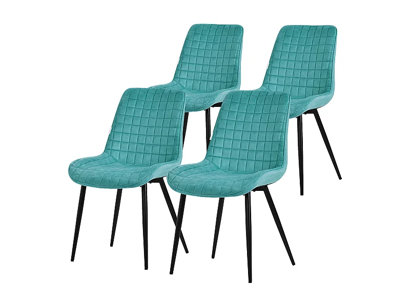Lot de 4 chaises de salle à manger cuisine salon rembourrées en velours pétrole