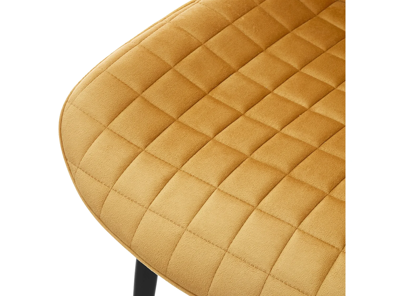 Lot de 4 chaises de salle à manger cuisine rembourrées en velours jaune moutarde