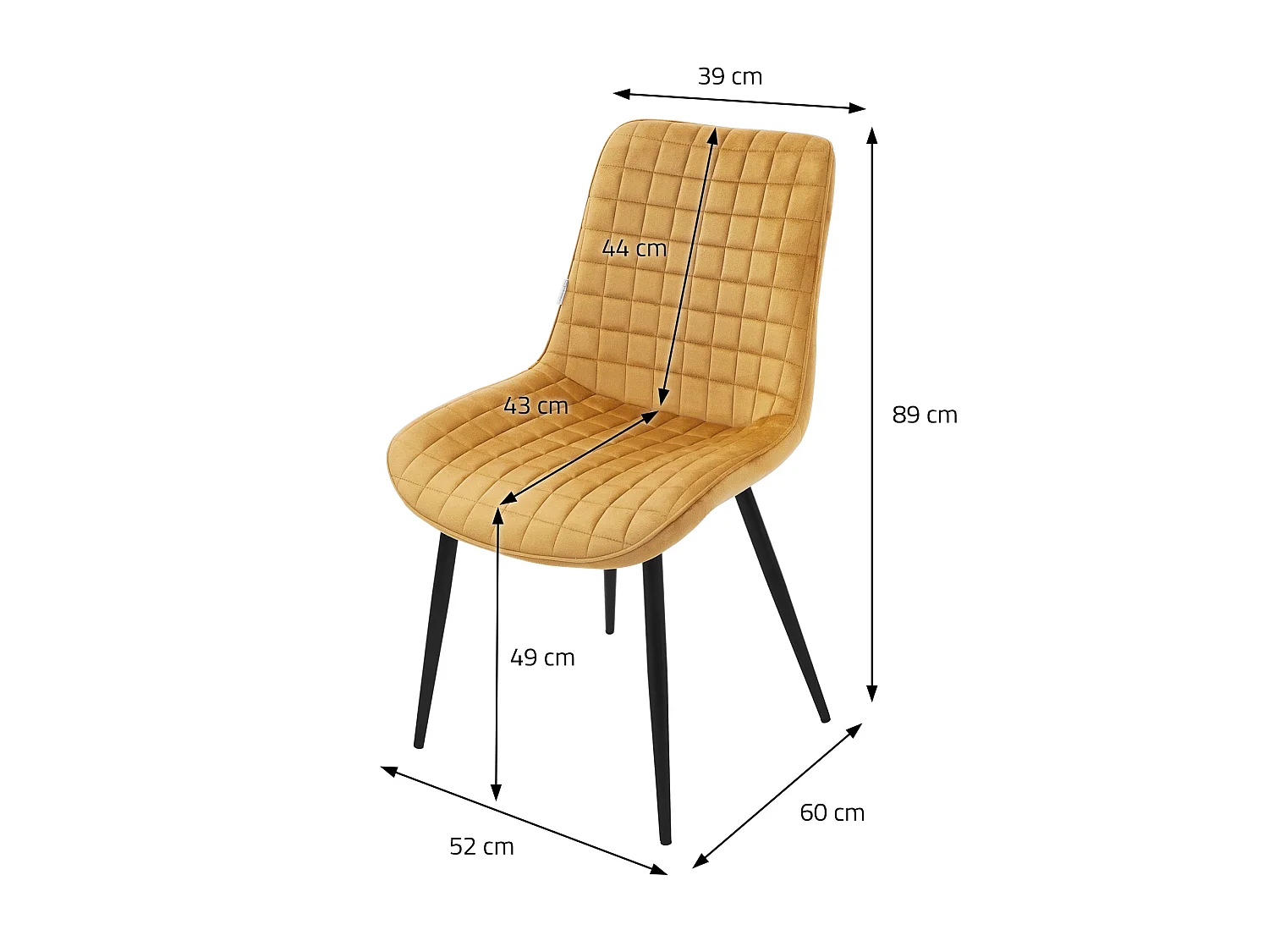 ML-Design Sedie da pranzo set di 4 giallo senape rivestimento in velluto sedia da cucina con schienale gambe in metallo seggiola per studio ufficio