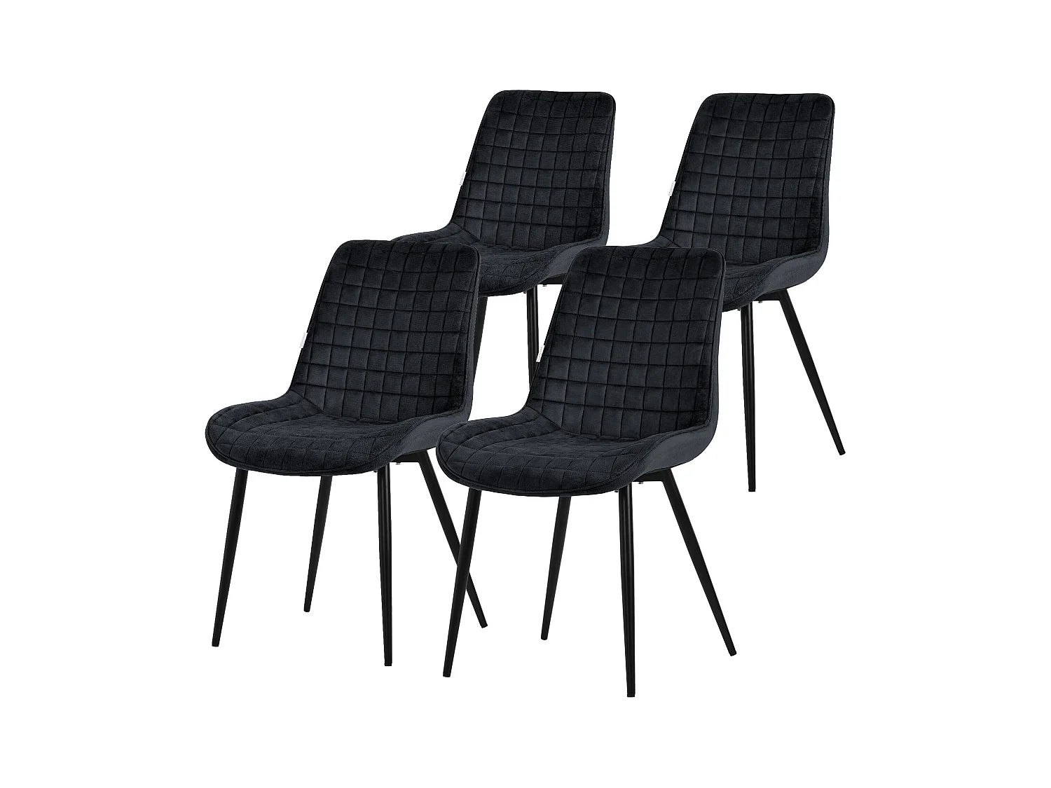 Lot de 4 chaises de salle à manger cuisine salon rembourrées en velours noir