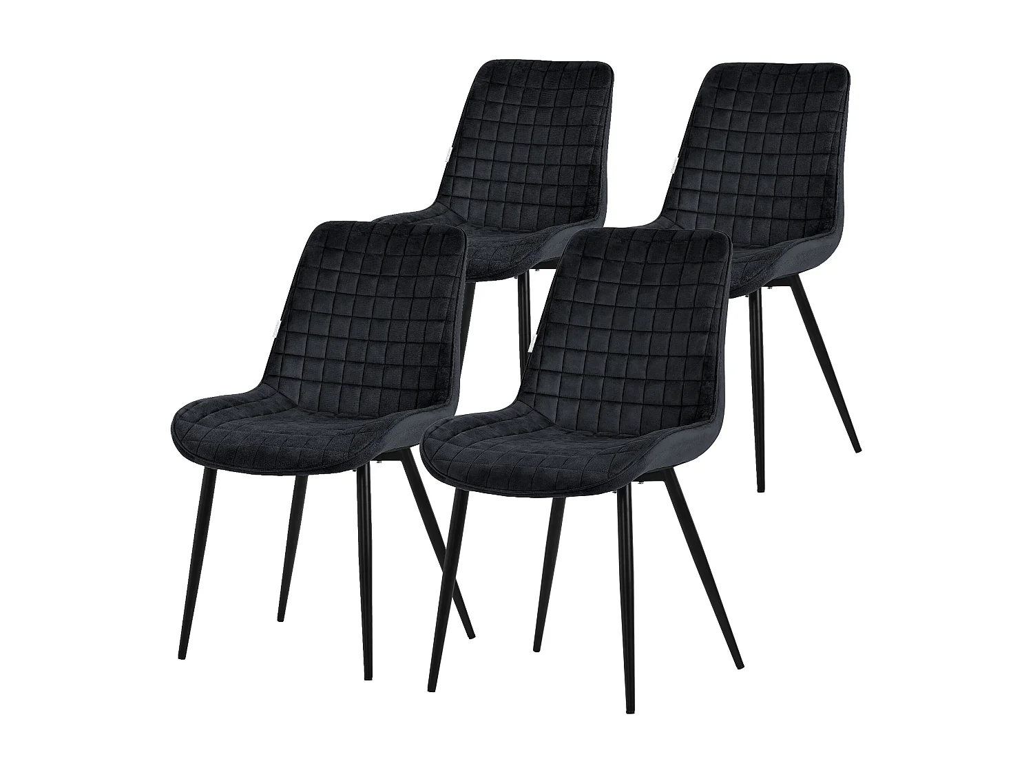 Lot de 4 chaises de salle à manger cuisine salon rembourrées en velours noir