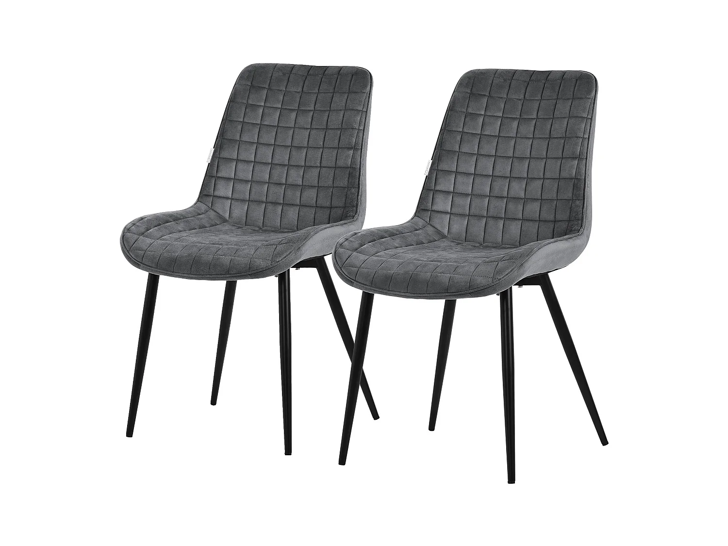 Lot de 2 chaises de salle à manger cuisine rembourrées en velours anthracite