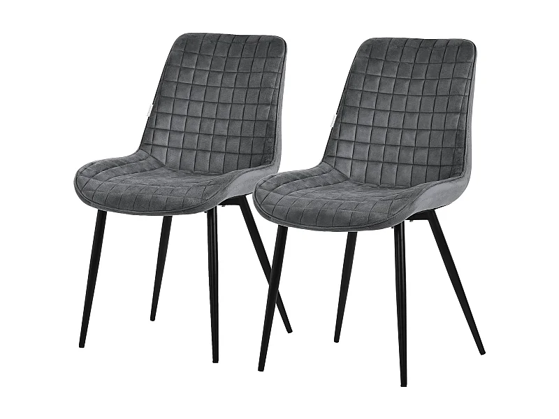 Lot de 2 chaises de salle à manger cuisine rembourrées en velours anthracite