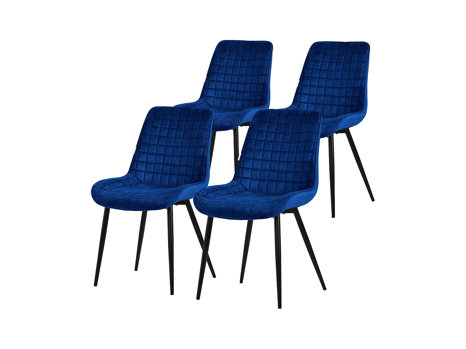 Lot de 4 chaises de salle à manger cuisine rembourrées en velours bleu foncé