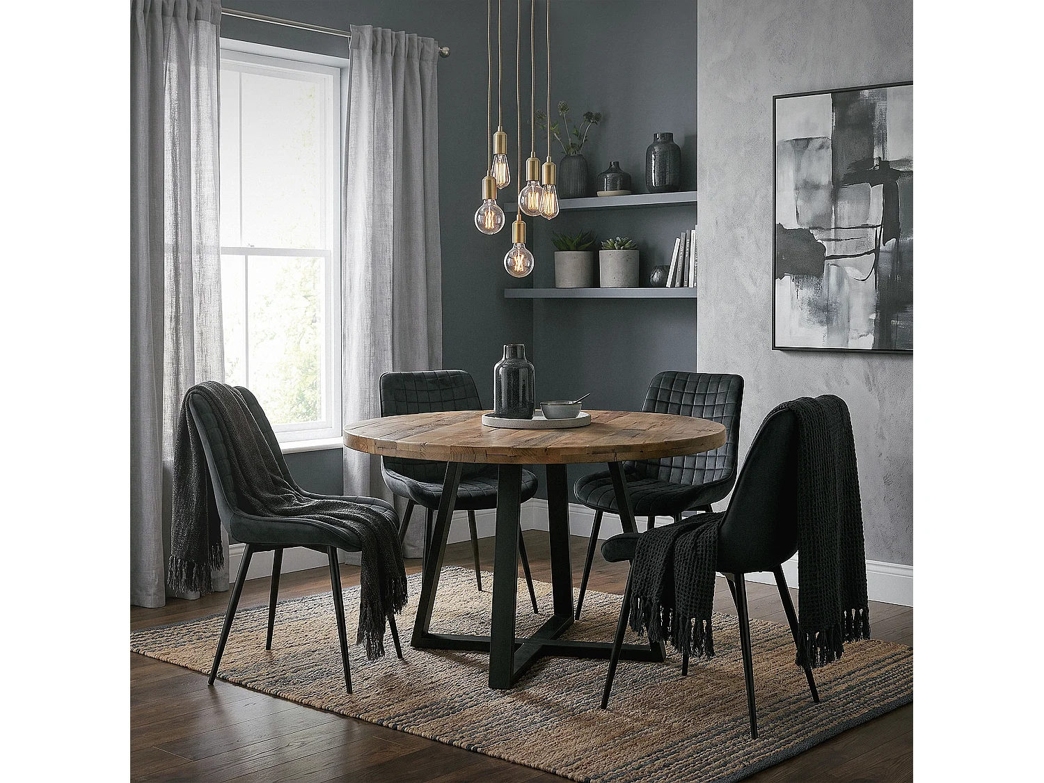 Lot de 6 chaises de salle à manger noir assise ergonomique revêtement en velours respirant pieds noir en acier patins pré-montés design raffiné