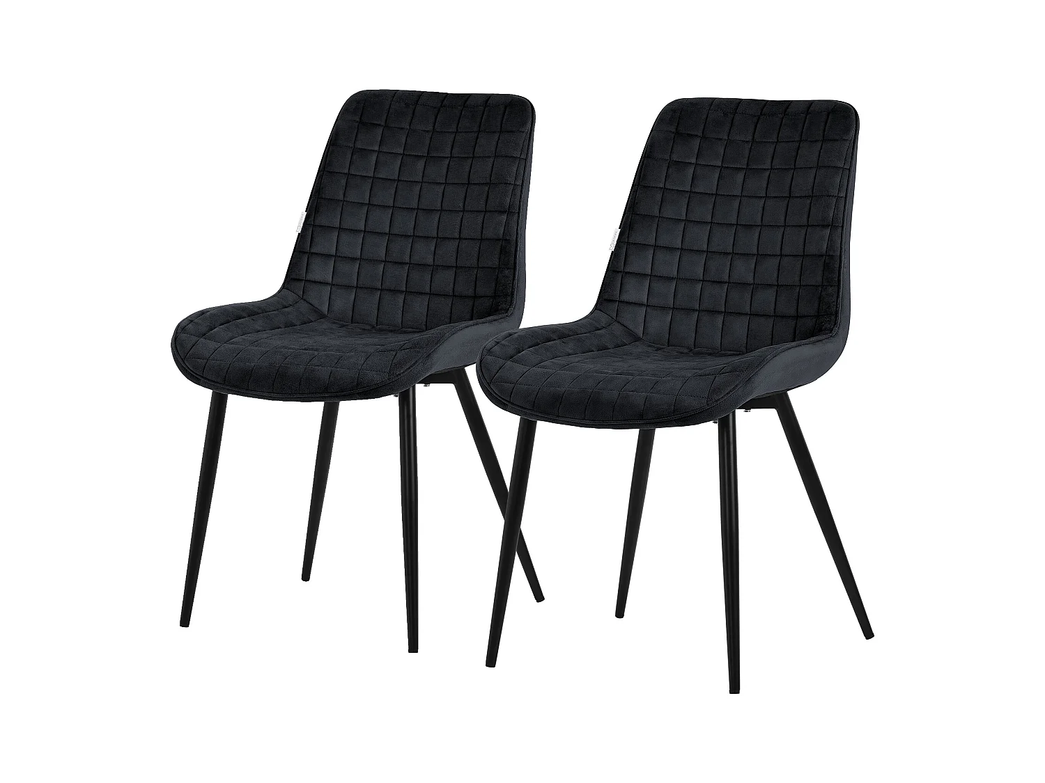 Lot de 2 chaises de salle à manger cuisine salon rembourrées en velours noir