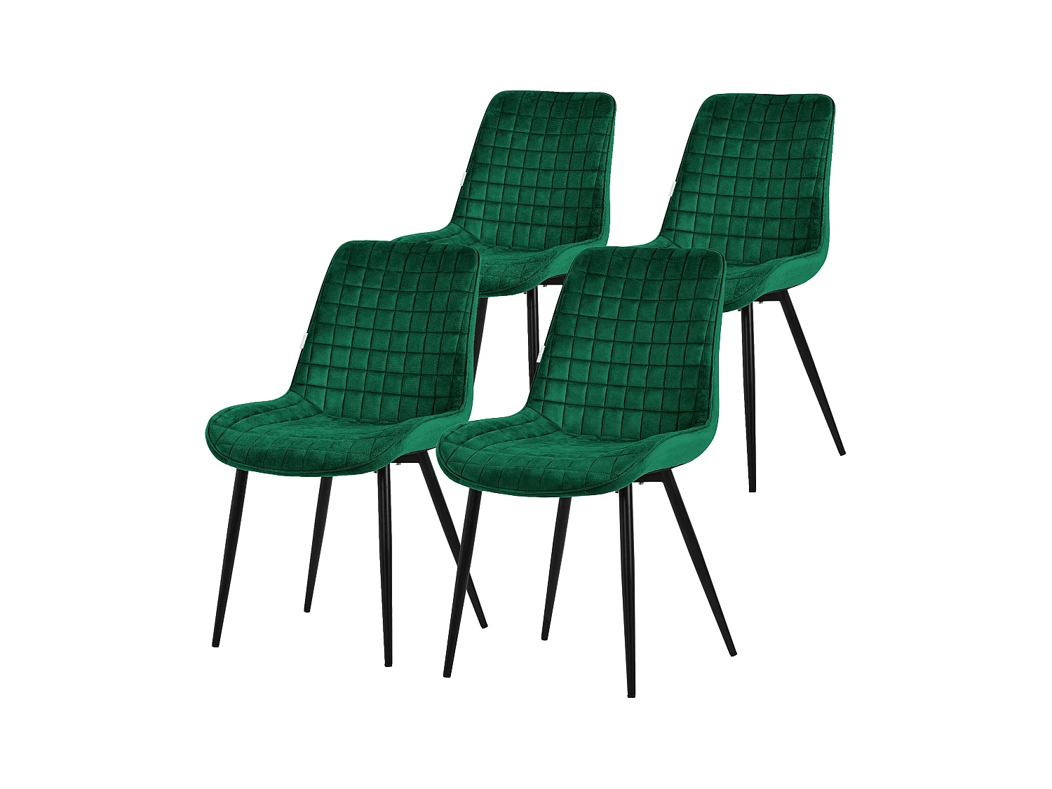 Lot de 4 chaises de salle à manger cuisine rembourrées en velours vert foncé