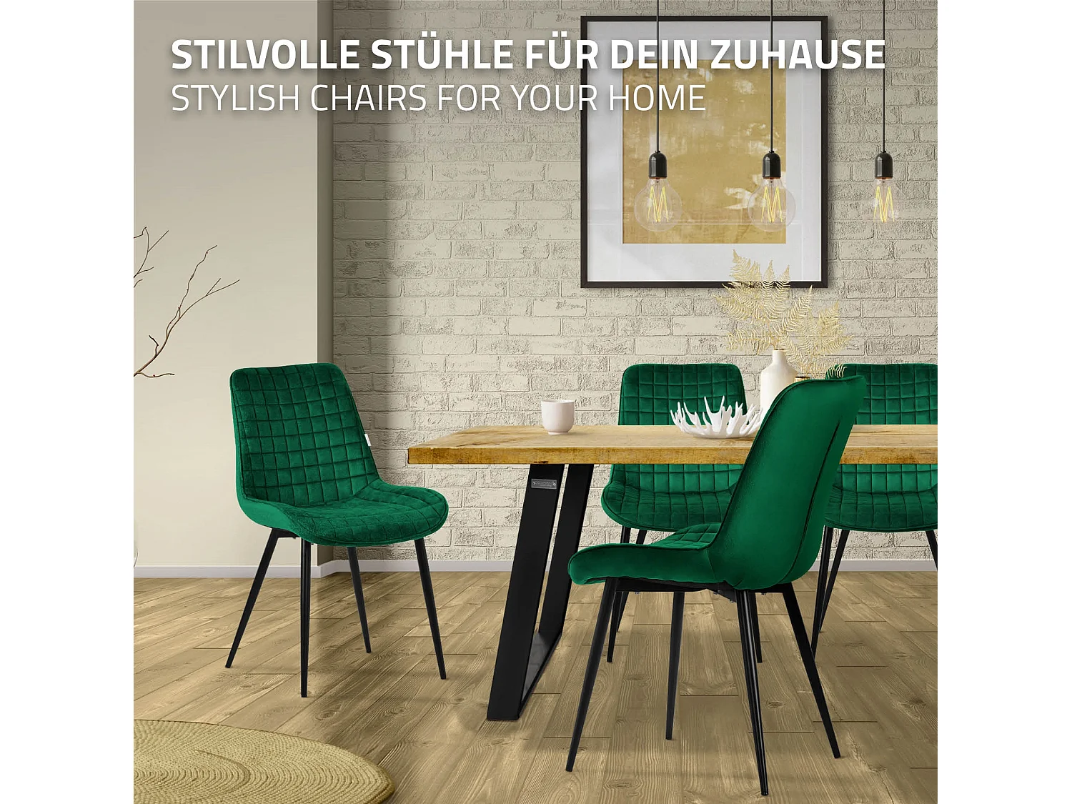 ML-Design Sedie da pranzo set di 4 verde scuro rivestimento in velluto sedia da cucina con schienale con gambe in metallo seggiola da studio ufficio