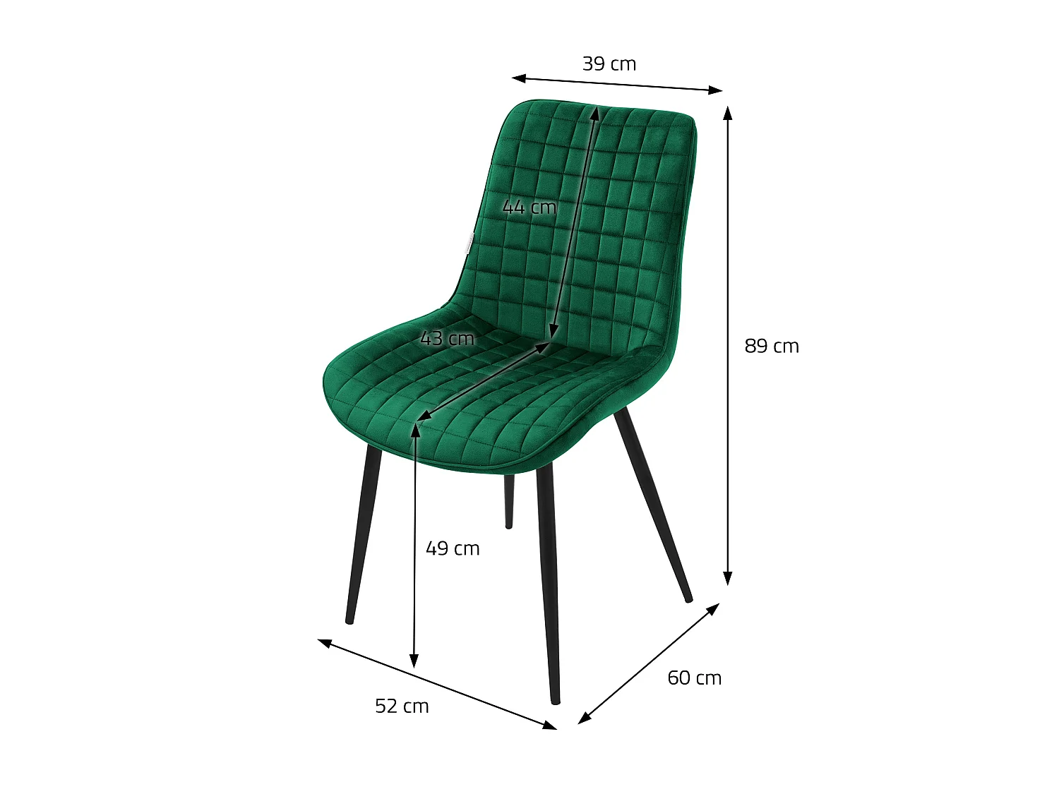 ML-Design Sedie da pranzo set di 4 verde scuro rivestimento in velluto sedia da cucina con schienale con gambe in metallo seggiola da studio ufficio