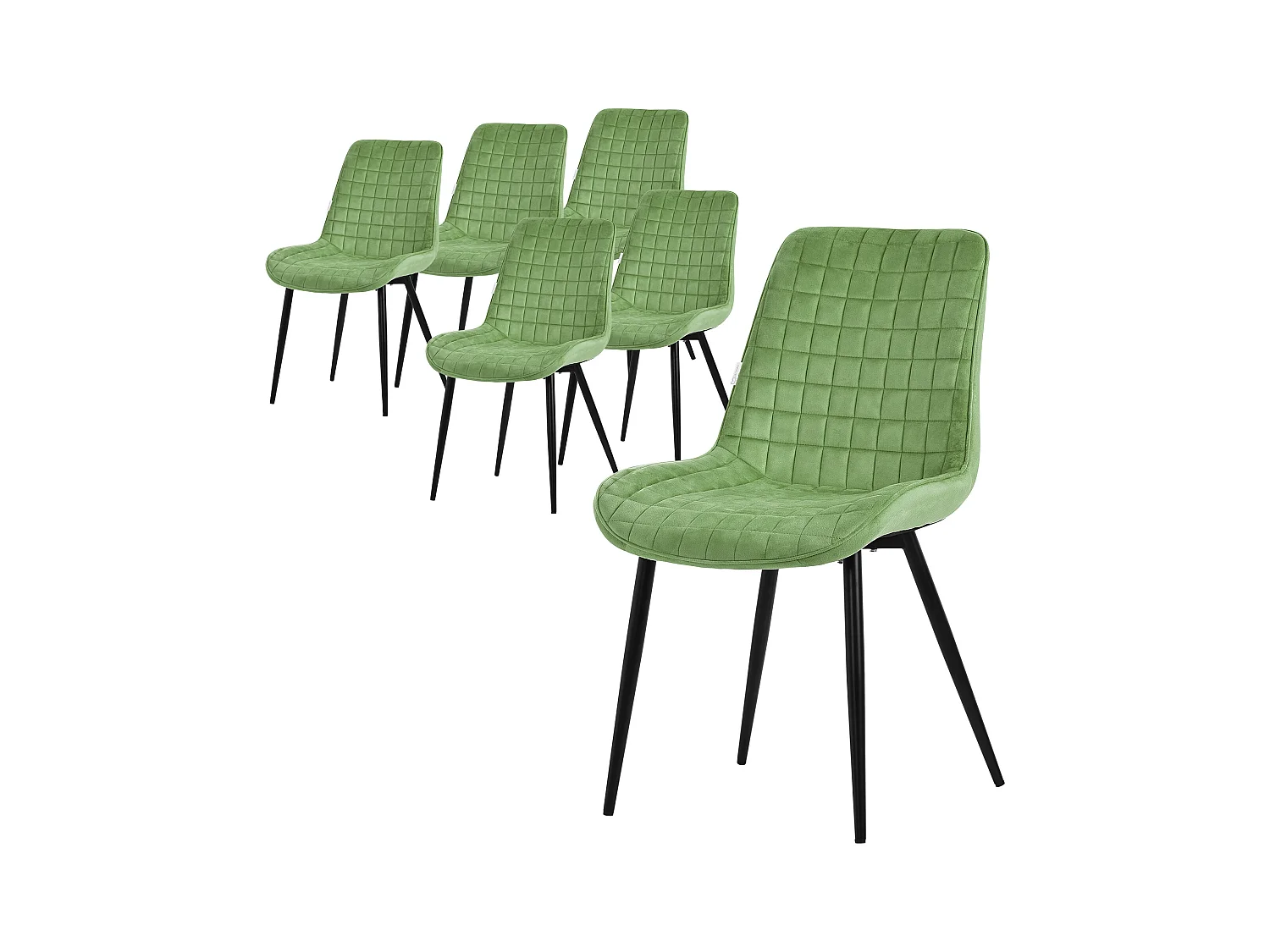 Lot de 6 chaises de salle à manger cuisine salon rembourrées en velours sauge