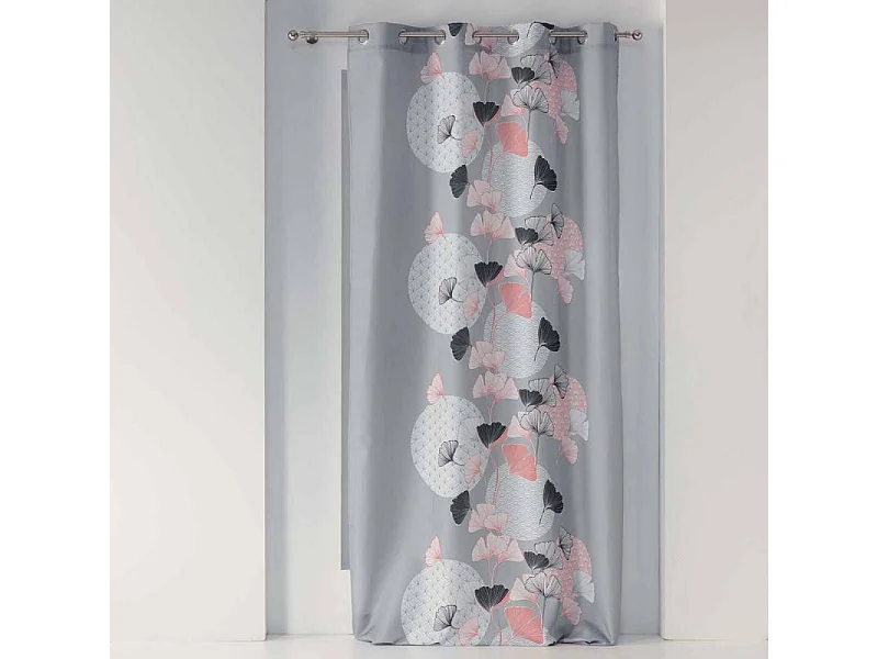 Rideau à Œillets Imprimé "Eden Blush" 140x260cm Gris