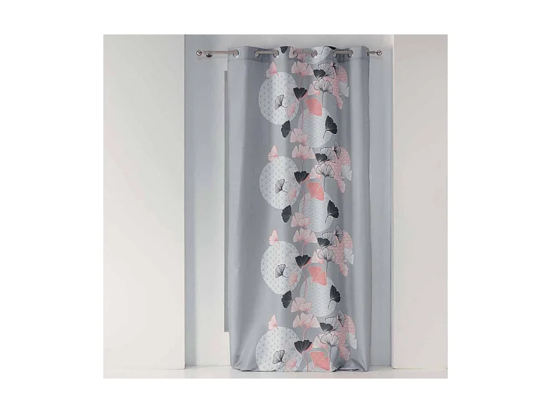 Rideau à Œillets Imprimé "Eden Blush" 140x260cm Gris