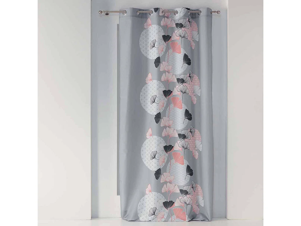 Rideau à Œillets Imprimé "Eden Blush" 140x260cm Gris