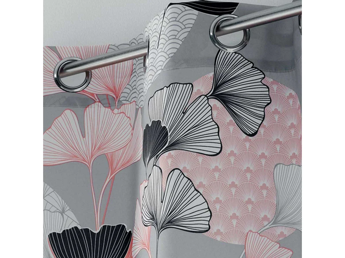 Rideau à Œillets Imprimé "Eden Blush" 140x260cm Gris