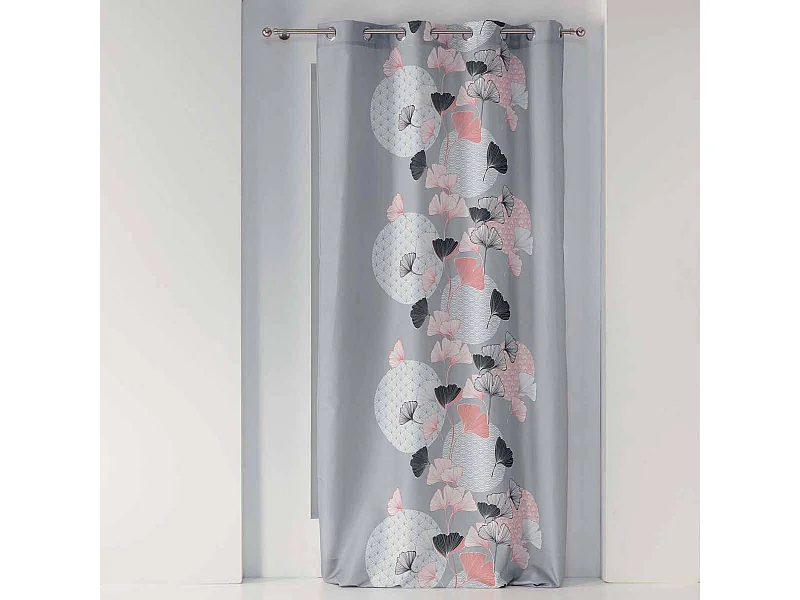 Rideau à Œillets Imprimé "Eden Blush" 140x260cm Gris