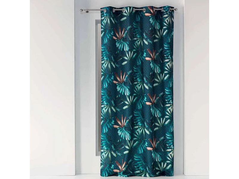 Rideau à Œillets "Blue Garden" 140x260cm Bleu