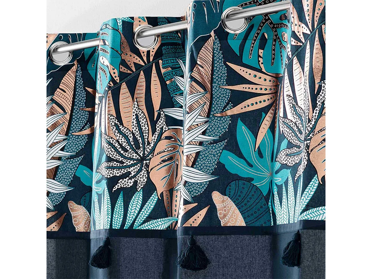 Rideau à Œillets Imprimé "Alianor" 140x240cm Bleu