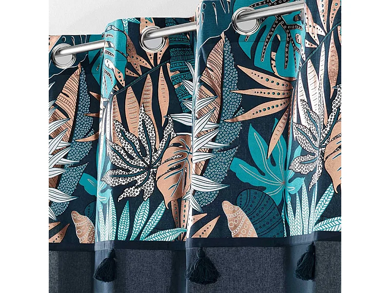 Rideau à Œillets Imprimé "Alianor" 140x240cm Bleu