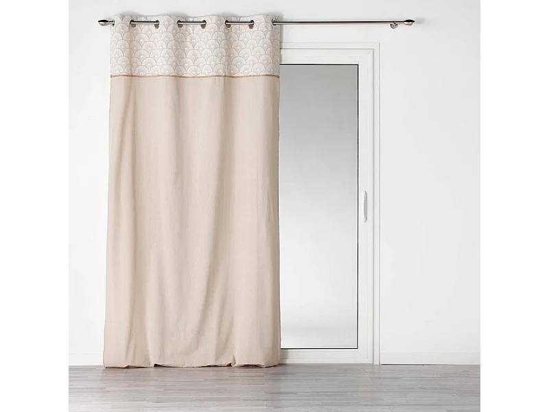 Rideau à Œillets Imprimé "Bahina" 140x280cm Beige & Blanc