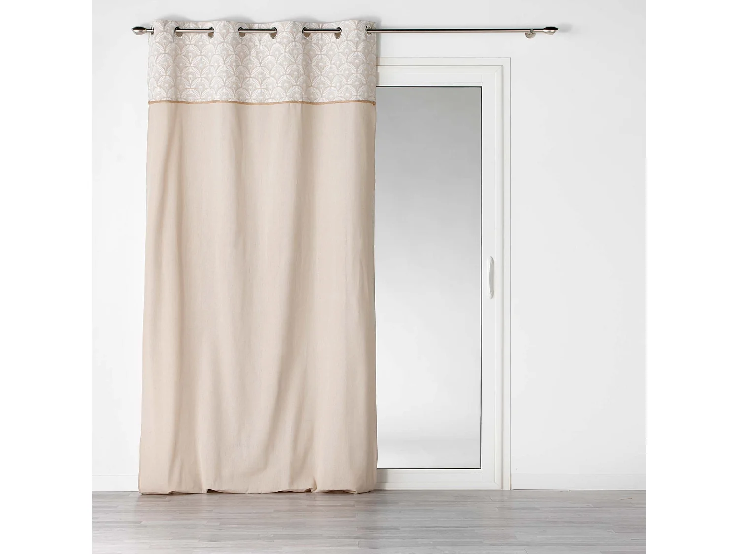 Rideau à Œillets Imprimé "Bahina" 140x240cm Beige & Blanc