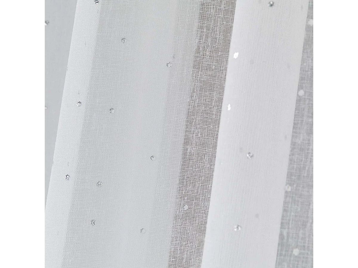 Rideau Voilage à Oeillets "Elea" 140x240cm Blanc & Argent