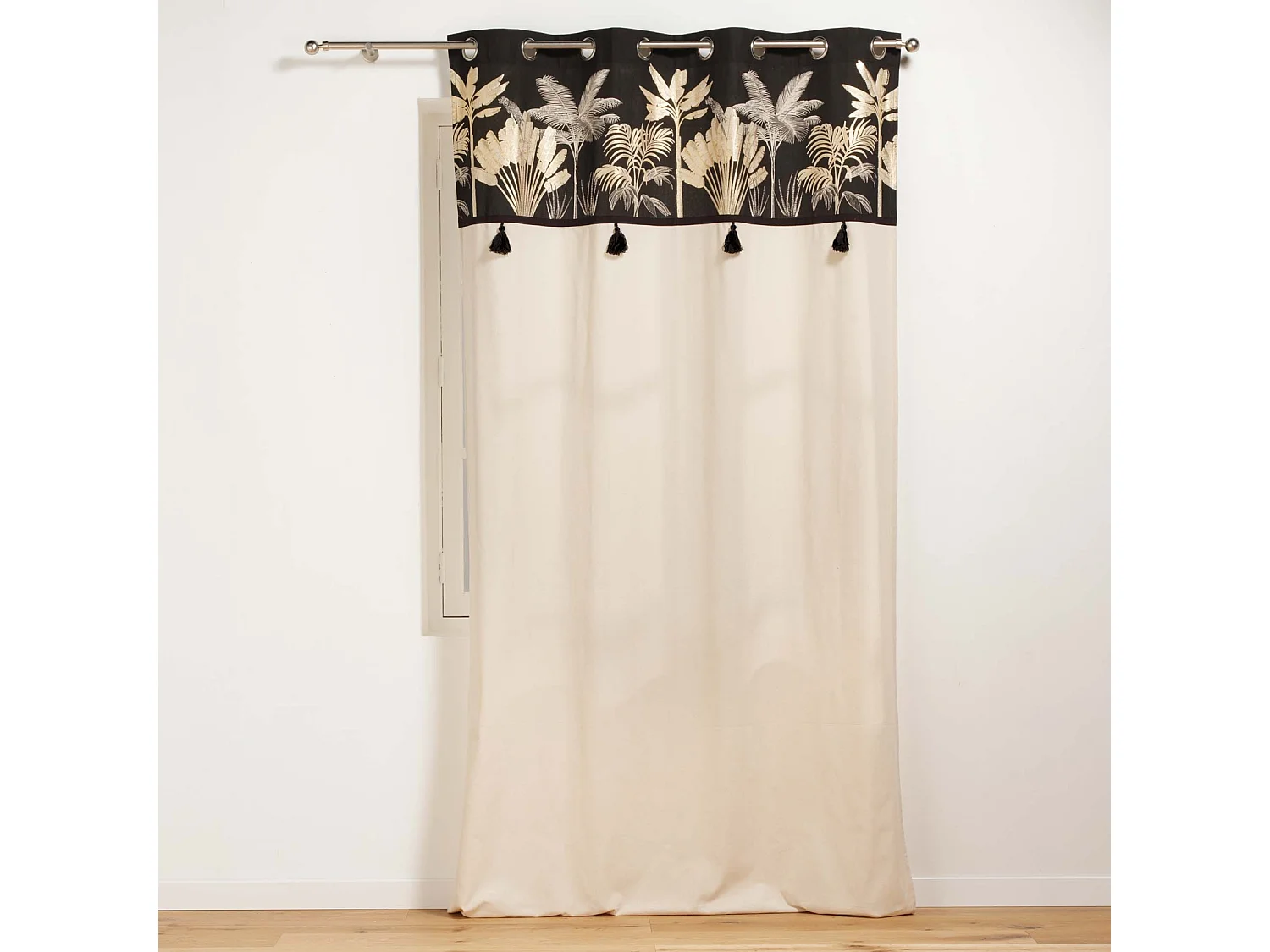 Rideau à Œillets "Karaba" 140x240cm Naturel & Noir