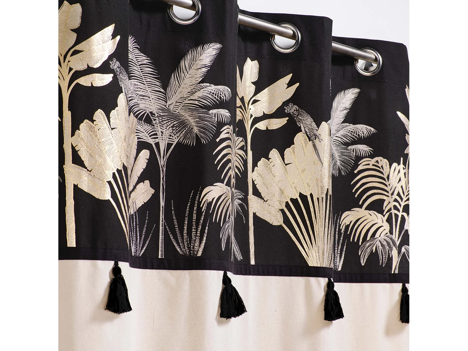 Rideau à Œillets "Karaba" 140x240cm Naturel & Noir