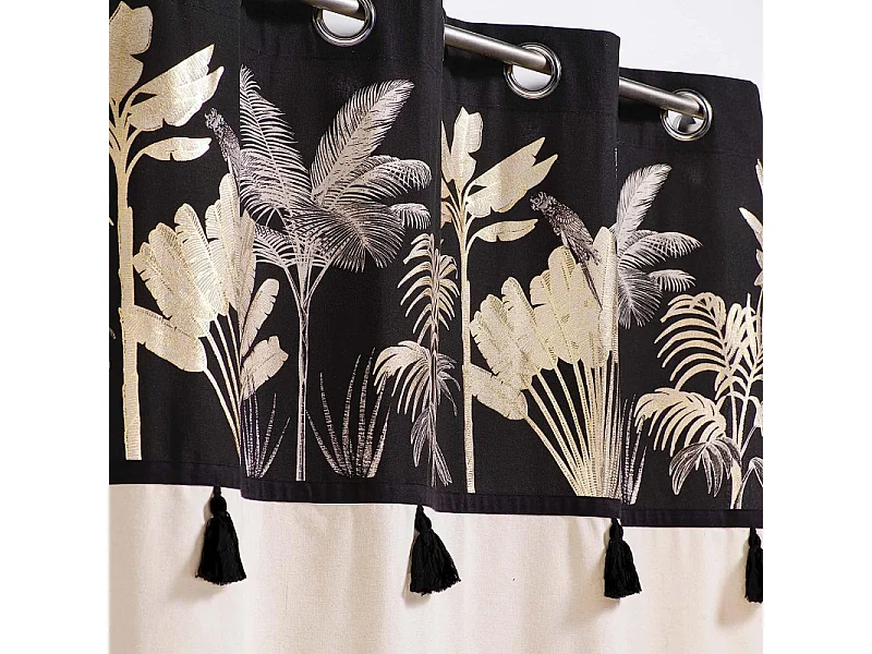 Rideau à Œillets "Karaba" 140x240cm Naturel & Noir