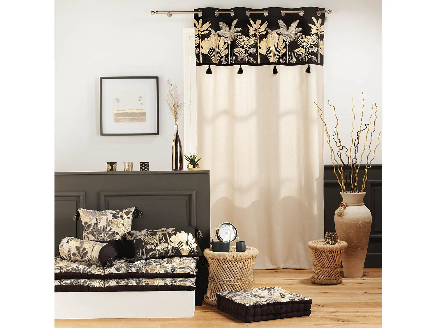 Cortina tamizante con impresiones metalizadas 140 x 240 cm