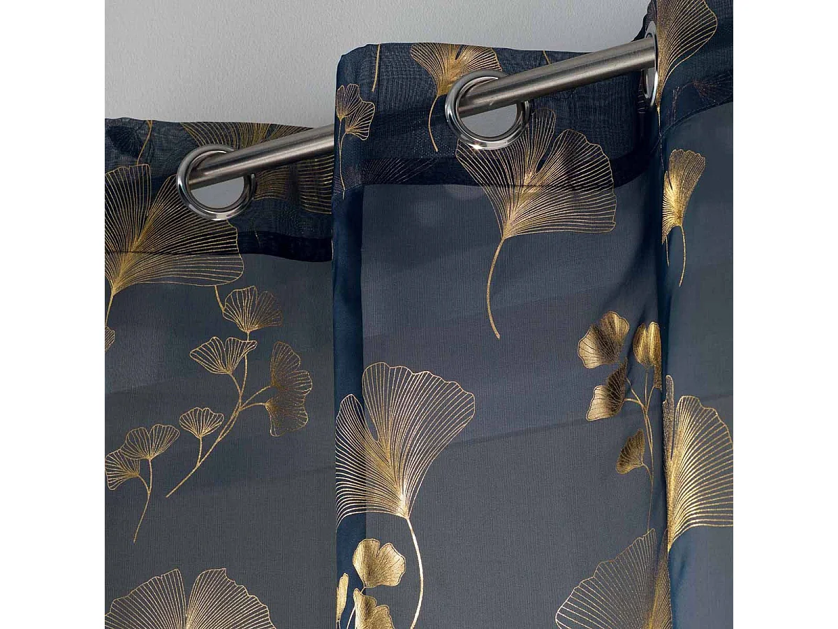 Rideau Voilage à Œillets "Bloomy" 140x240cm Bleu