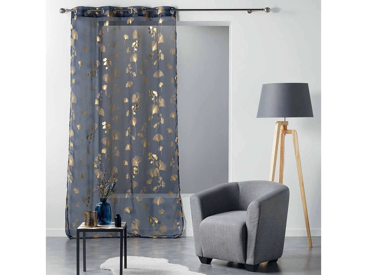 Rideau Voilage à Œillets "Bloomy" 140x240cm Bleu