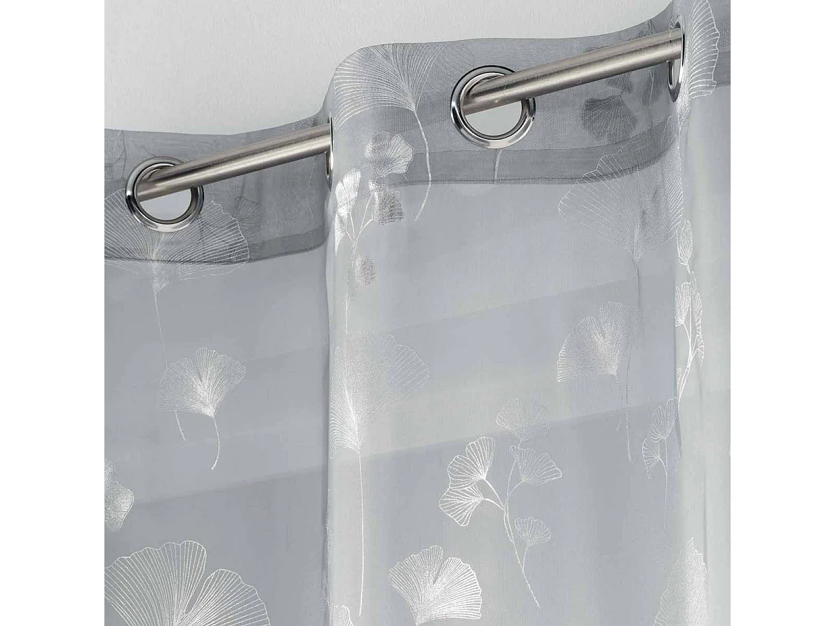 Rideau Voilage à Œillets "Bloomy" 140x240cm Gris