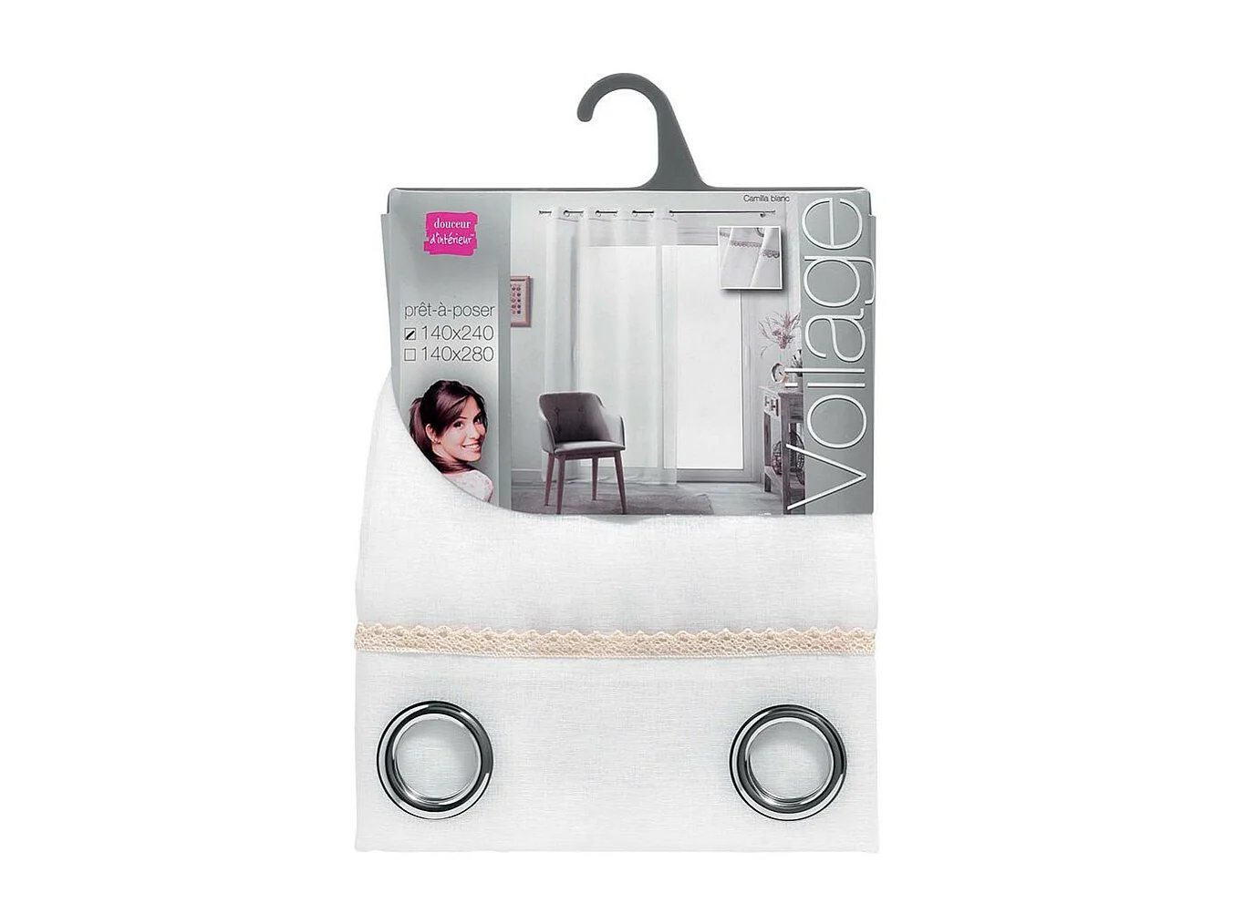 Rideau Voilage à Œillets "Camilla" 140x240cm Blanc