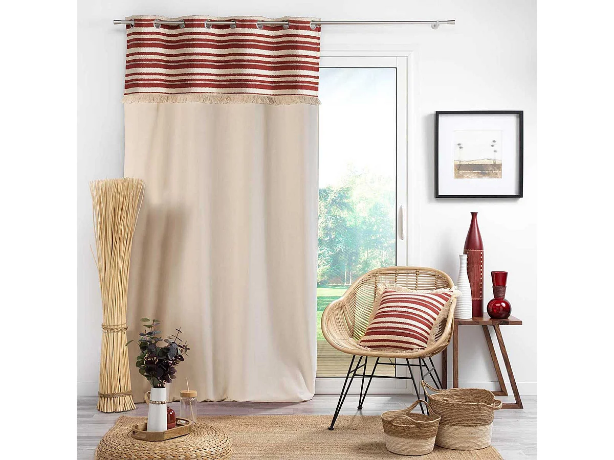 Rideau à Œillets Tissé "Atlas" 140x240cm Terracotta