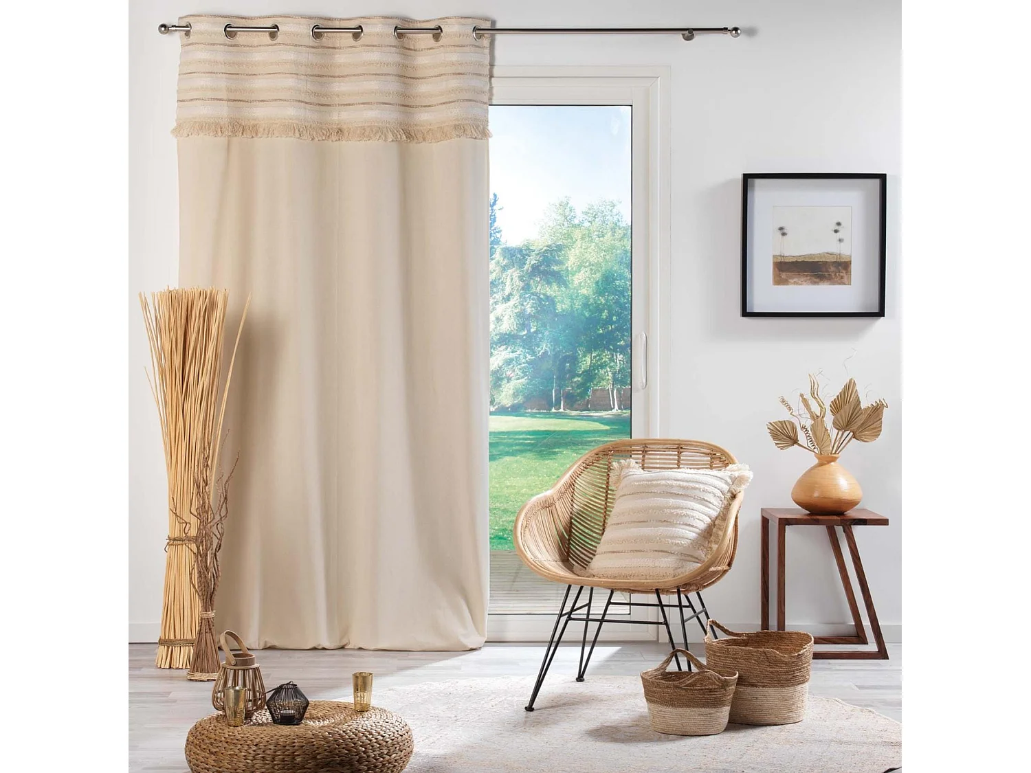 Rideau à Œillets Tissé "Atlas" 140x240cm Naturel