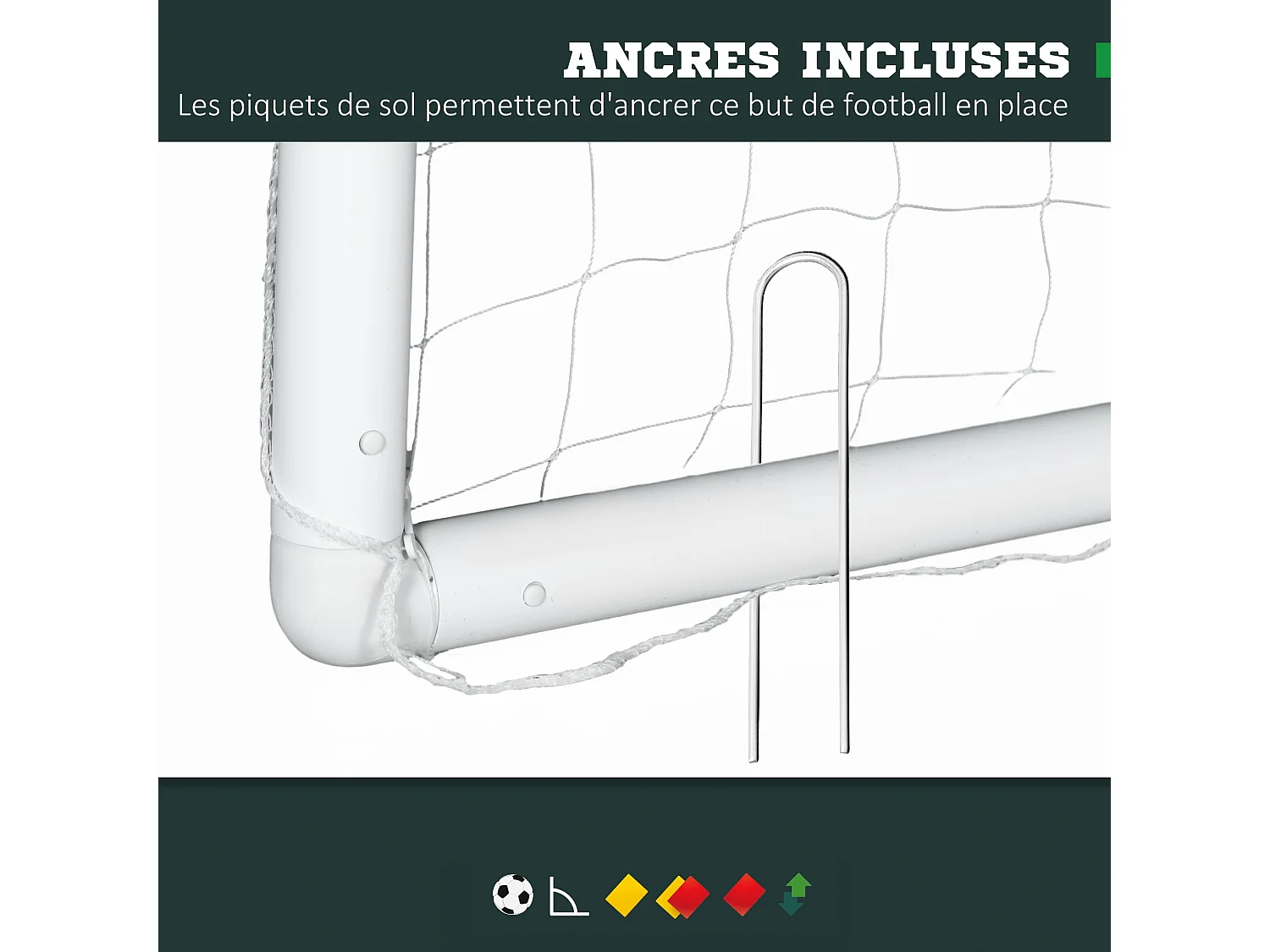 But de football cage de foot but futsal - dim. 2,4L x 0,9l x 1,8H m - PVC blanc