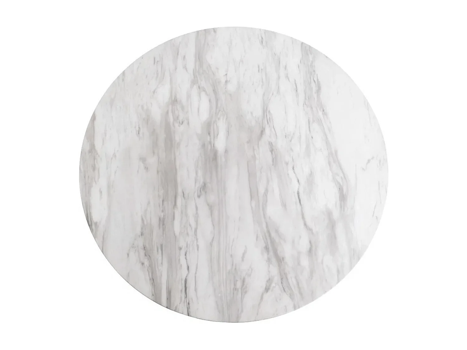 BOLZANO - Table de repas ronde aspect marbre et pied doré D90