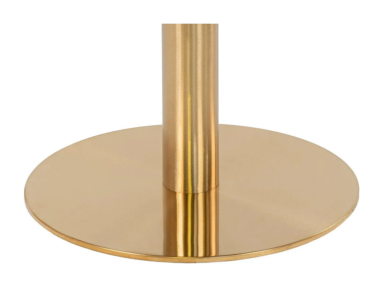 BOLZANO - Table de repas ronde aspect marbre et pied doré D90