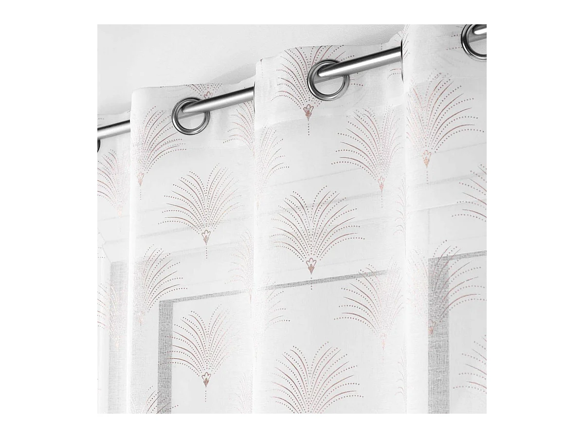 Rideau Voilage à Œillets Imprimé Métallisé "Arcadie" 140x240cm Blanc