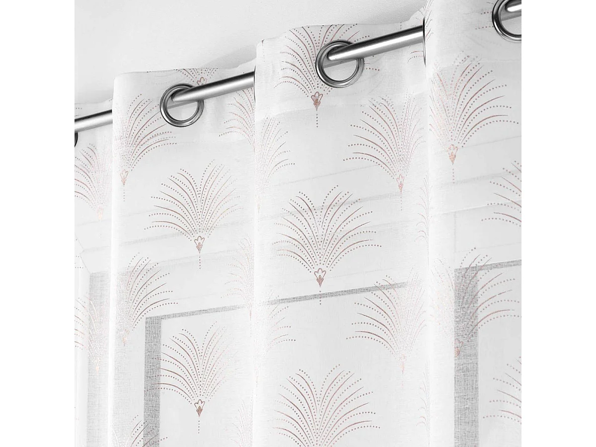 Rideau Voilage à Œillets Imprimé Métallisé "Arcadie" 140x240cm Blanc