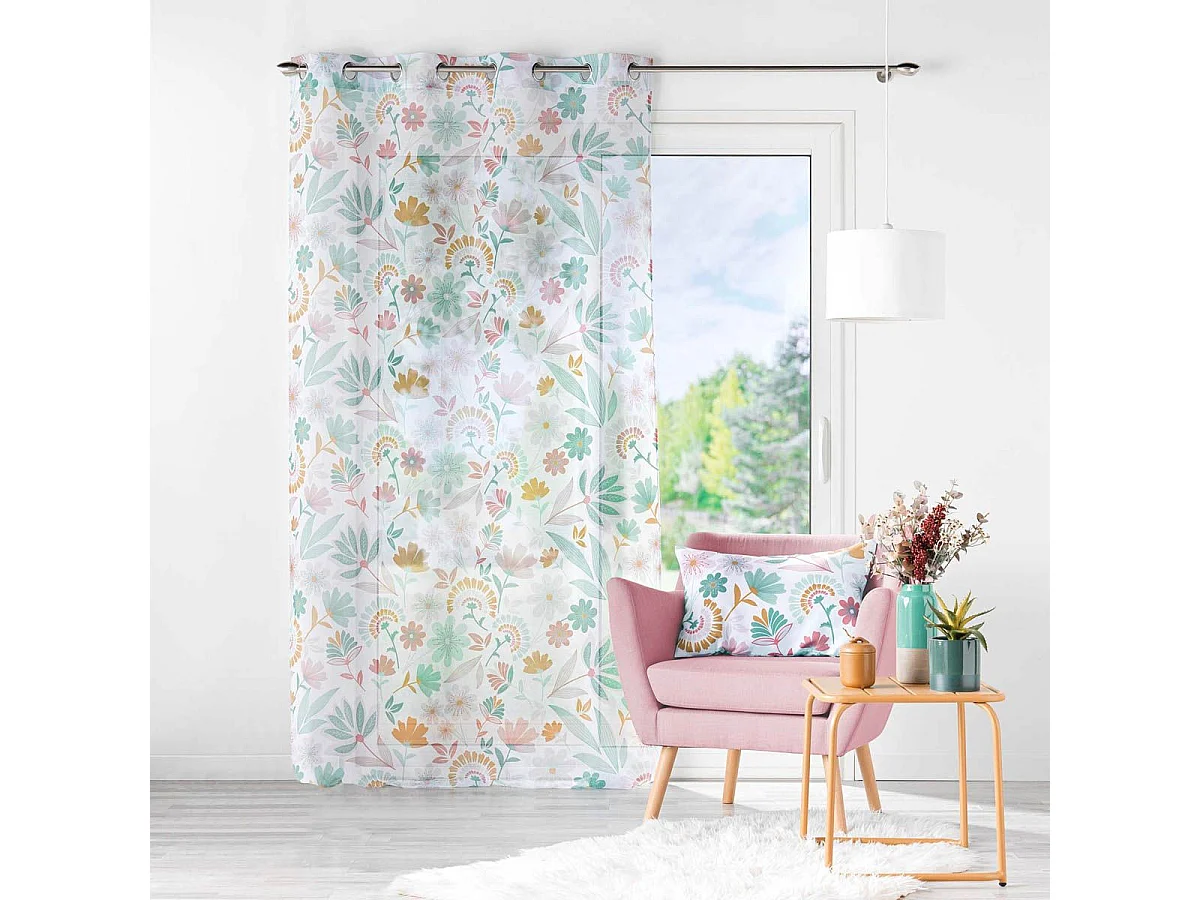 Rideau Voilage à Œillets Imprimé "Indiana" 140x240cm Multicolore