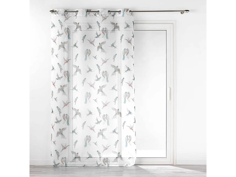 Rideau Voilage à Œillets Imprimé "Envolia" 140x240cm Blanc