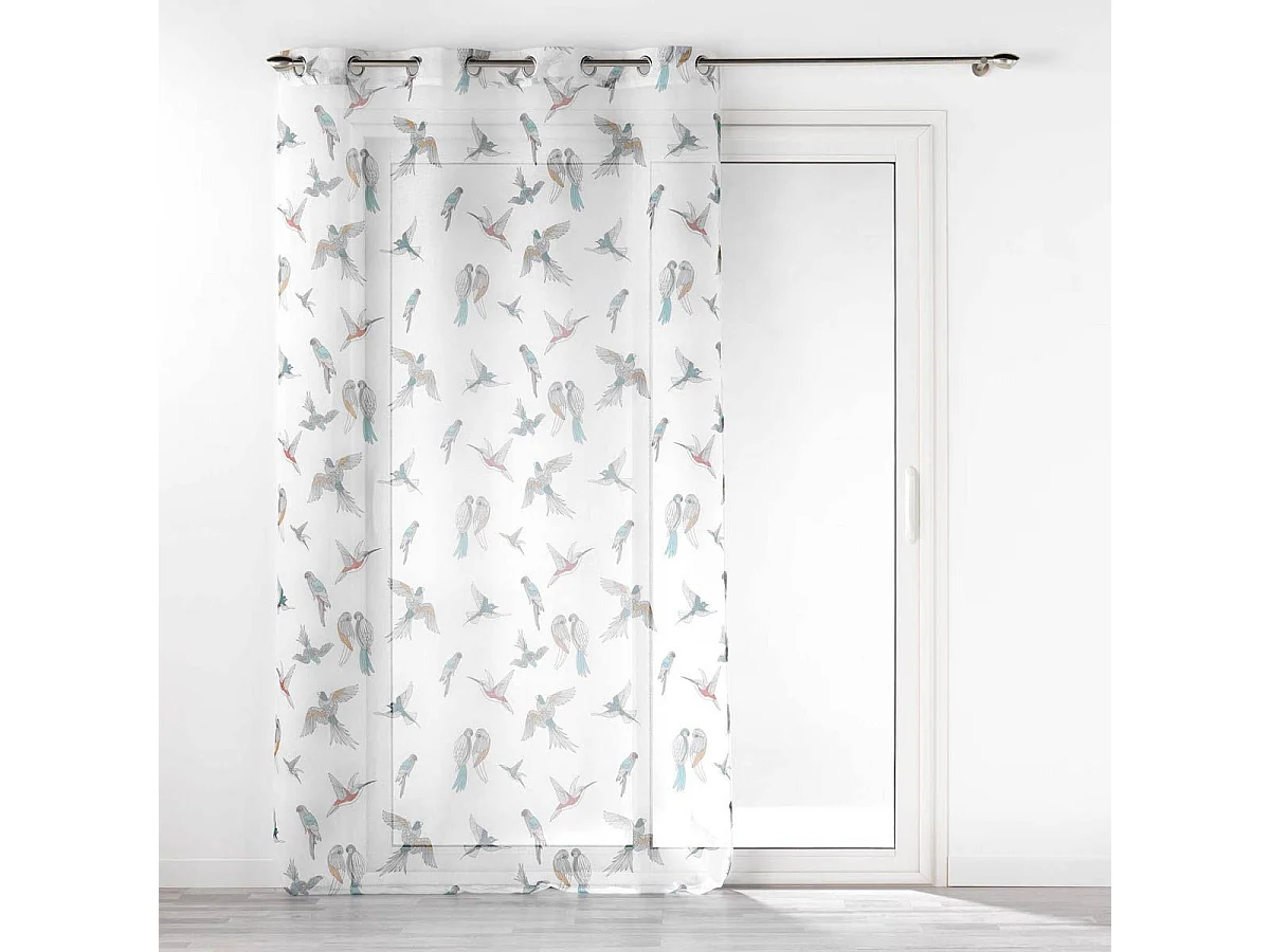 Rideau Voilage à Œillets Imprimé "Envolia" 140x240cm Blanc