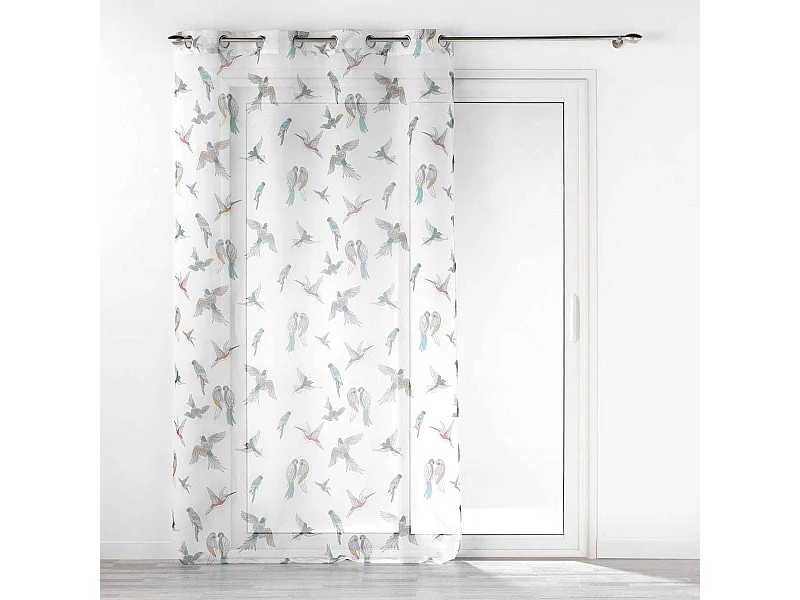 Rideau Voilage à Œillets Imprimé "Envolia" 140x240cm Blanc