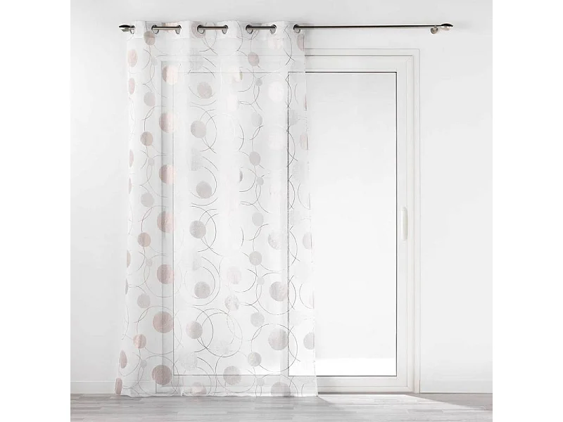 Rideau Voilage à Œillets Imprimé Métallisé "Oliane" 140x240cm Blanc