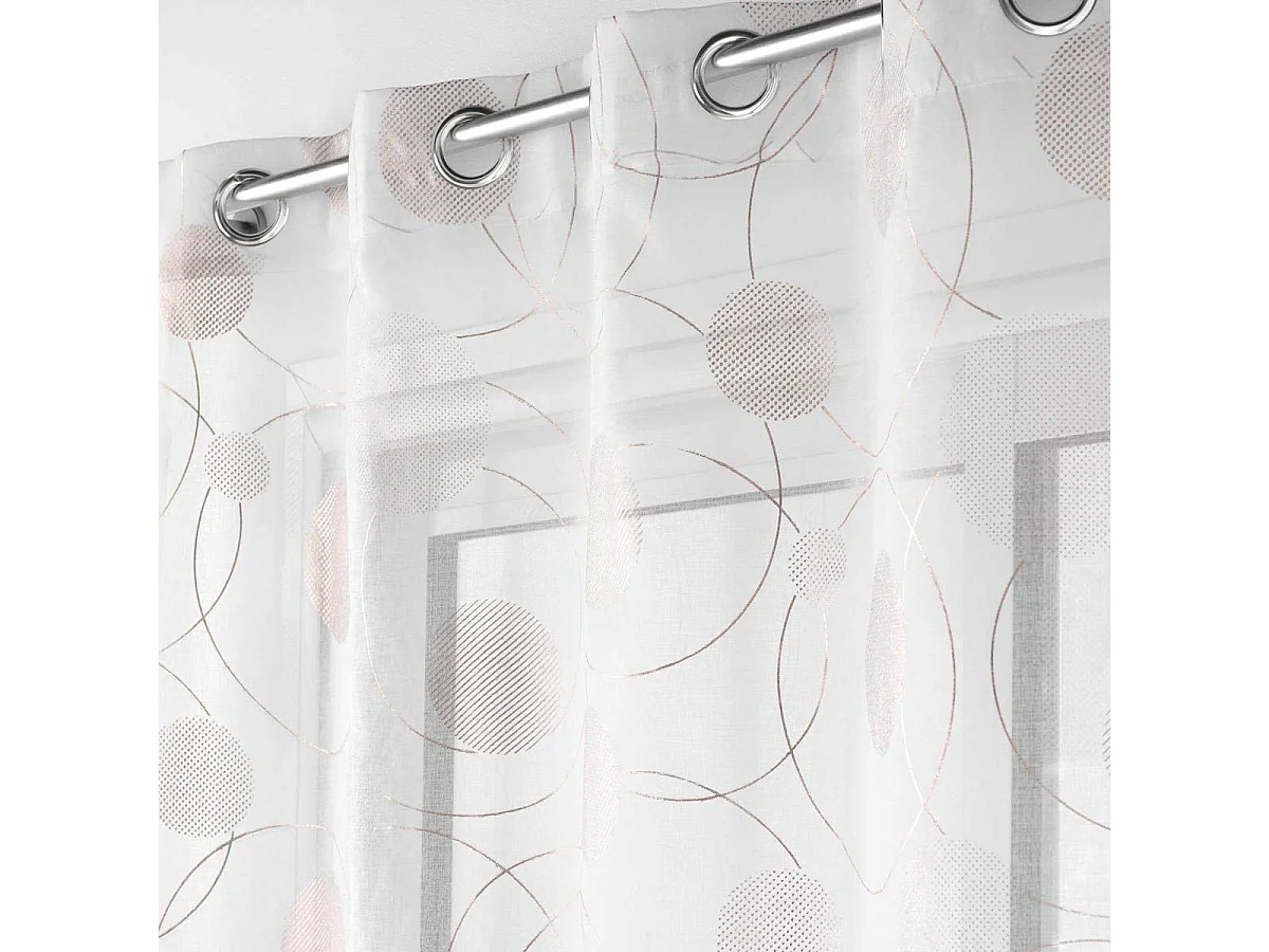 Rideau Voilage à Œillets Imprimé Métallisé "Oliane" 140x240cm Blanc