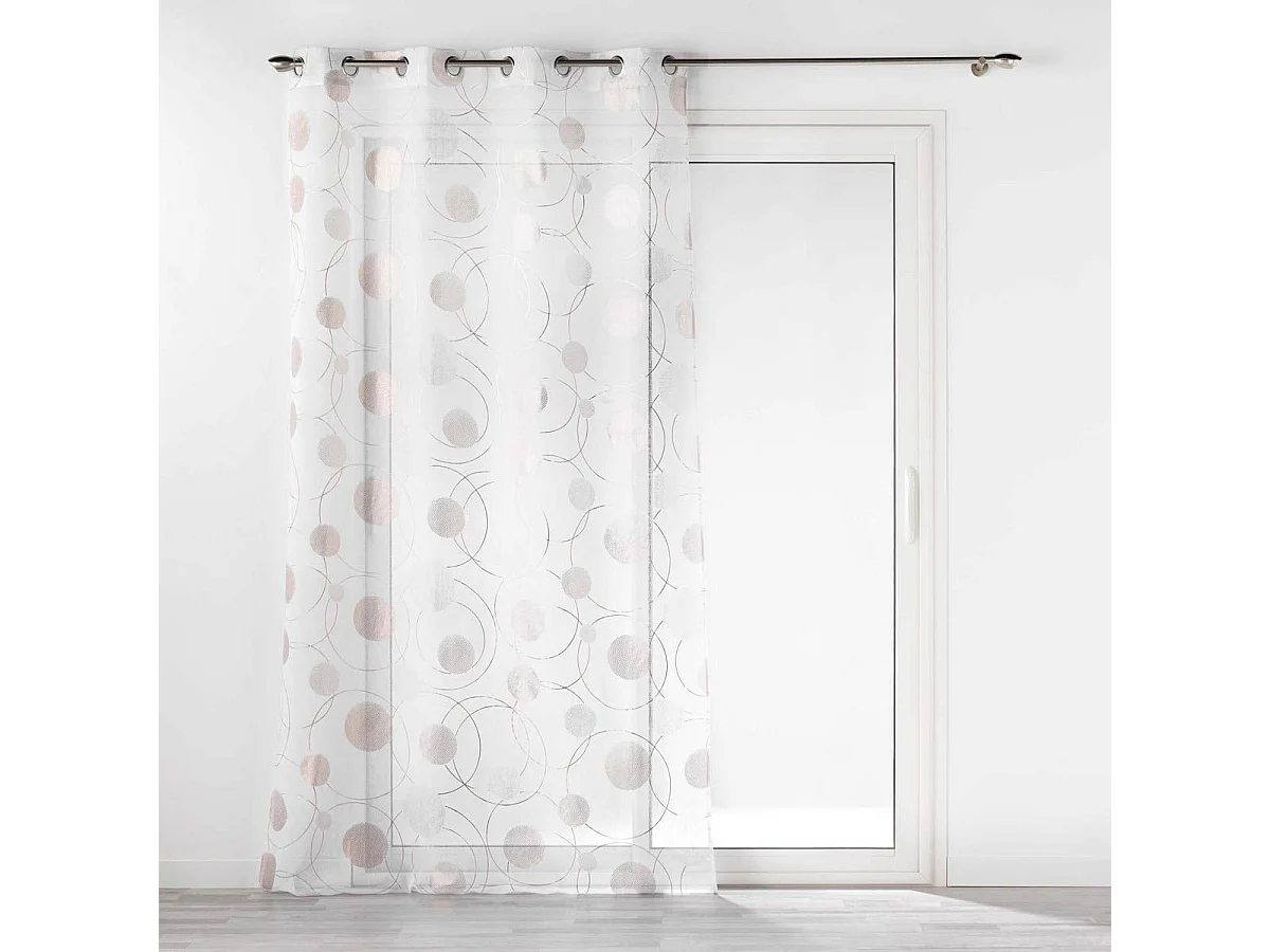 Rideau Voilage à Œillets Imprimé Métallisé "Oliane" 140x240cm Blanc