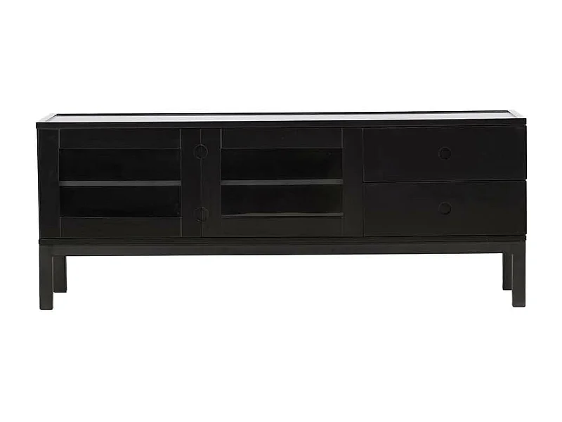 Alcoa dressoir 2 glazen deuren 2 laden zwart.